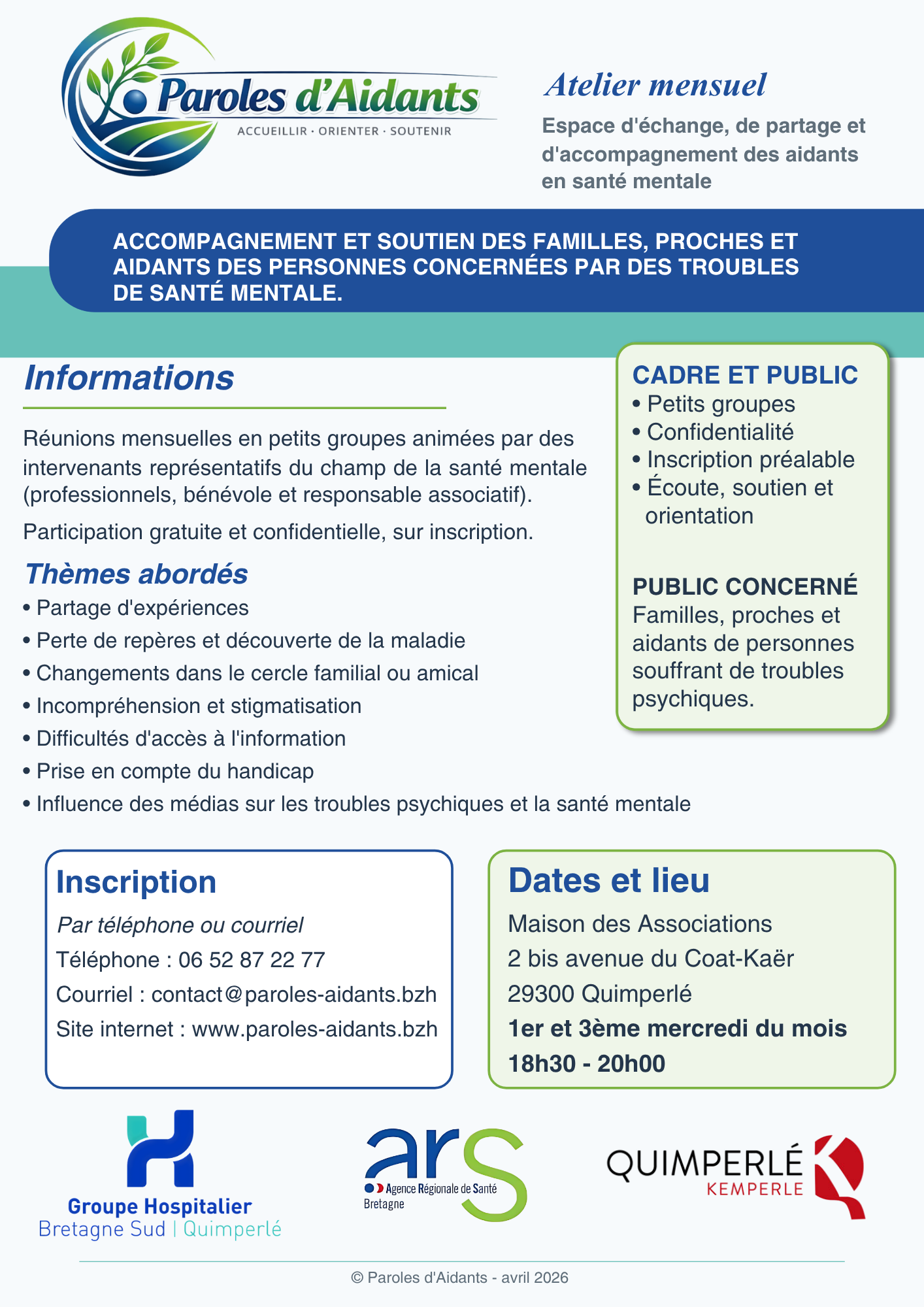 Affiche atelier paroles d'aidants